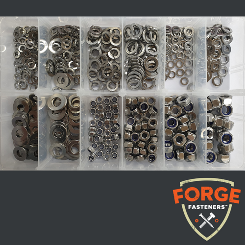 KIT METRIC FLAT/SPRING WASHER & NYLOC NUT KIT S/S 316